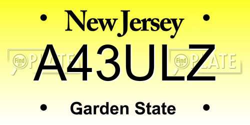 A43ULZ New Jersey License Plate