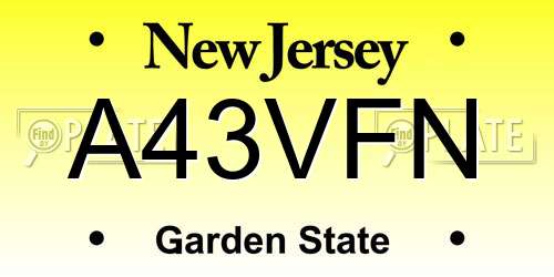 A43VFN New Jersey License Plate