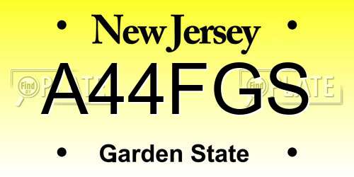 A44FGS New Jersey License Plate