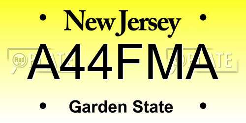 A44FMA New Jersey License Plate