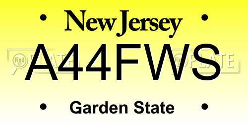 A44FWS New Jersey License Plate