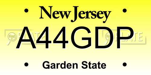A44GDP New Jersey License Plate