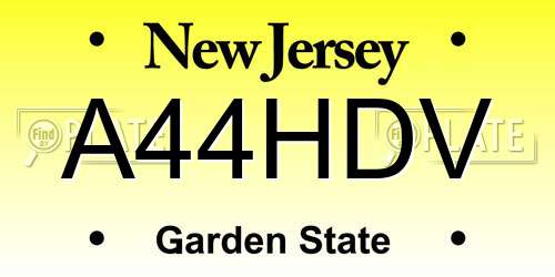 A44HDV New Jersey License Plate