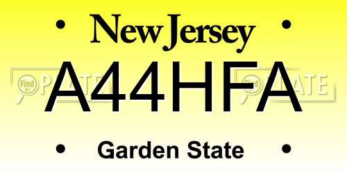 A44HFA New Jersey License Plate
