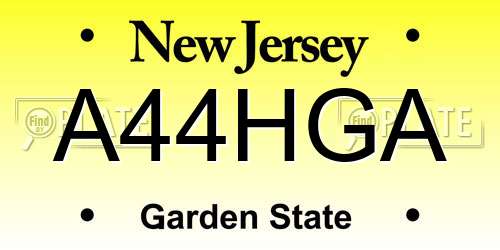 A44HGA New Jersey License Plate