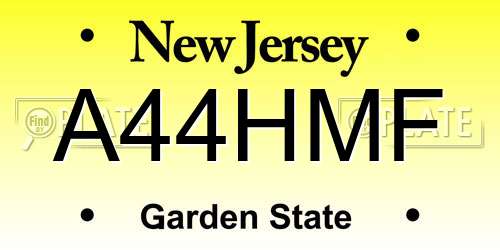 A44HMF New Jersey License Plate