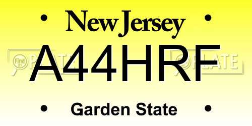 A44HRF New Jersey License Plate