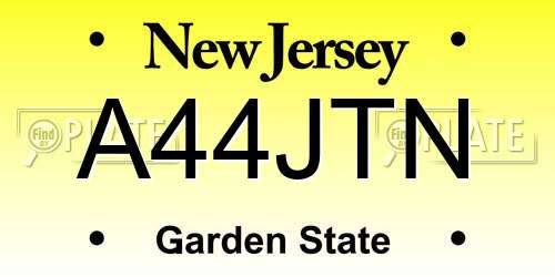 A44JTN New Jersey License Plate