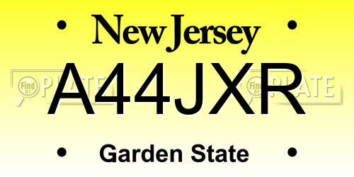 A44JXR New Jersey License Plate