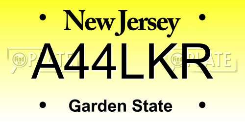 A44LKR New Jersey License Plate