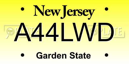 A44LWD New Jersey License Plate
