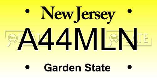 A44MLN New Jersey License Plate
