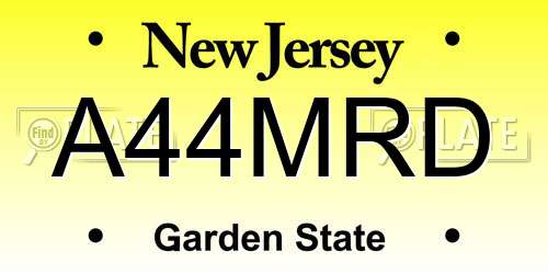 A44MRD New Jersey License Plate