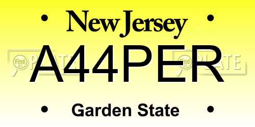 A44PER New Jersey License Plate