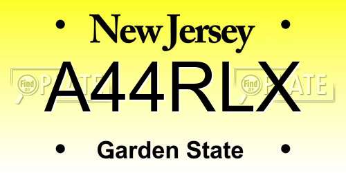 A44RLX New Jersey License Plate