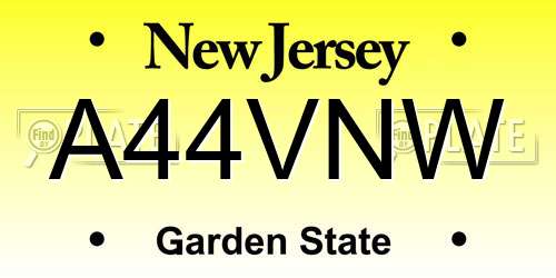 A44VNW New Jersey License Plate