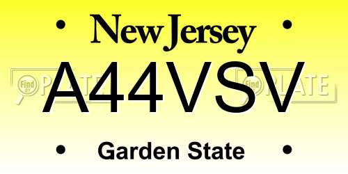 A44VSV New Jersey License Plate