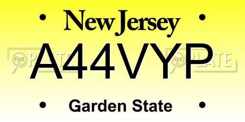 A44VYP New Jersey License Plate