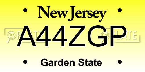 A44ZGP New Jersey License Plate