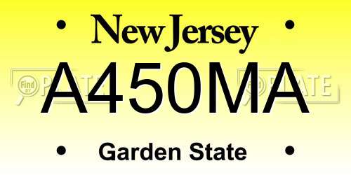 A450MA New Jersey License Plate