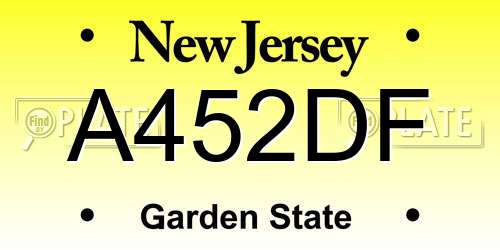 A452DF New Jersey License Plate