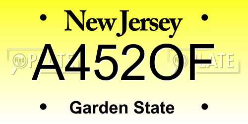 A452OF New Jersey License Plate