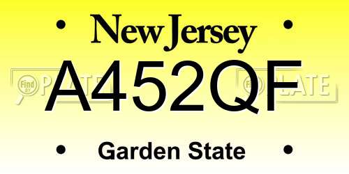 A452QF New Jersey License Plate