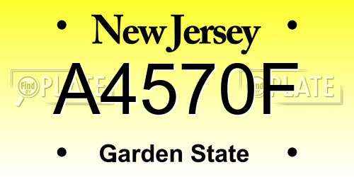 A4570F New Jersey License Plate