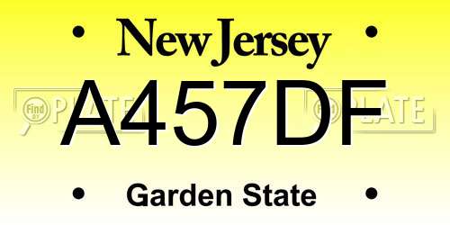 A457DF New Jersey License Plate