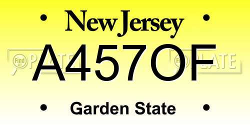 A457OF New Jersey License Plate