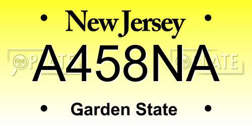 A458NA New Jersey License Plate