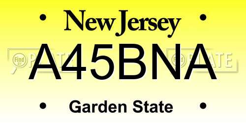 A45BNA New Jersey License Plate