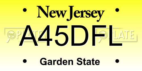 A45DFL New Jersey License Plate