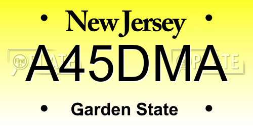 A45DMA New Jersey License Plate