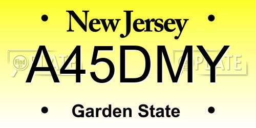 A45DMY New Jersey License Plate