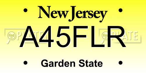 A45FLR New Jersey License Plate