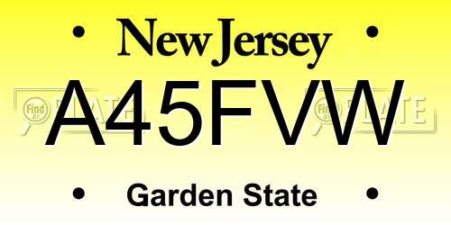 A45FVW New Jersey License Plate