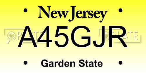 A45GJR New Jersey License Plate