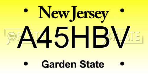 A45HBV New Jersey License Plate