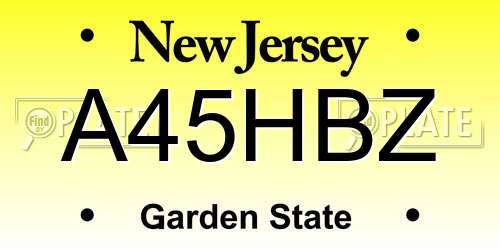 A45HBZ New Jersey License Plate