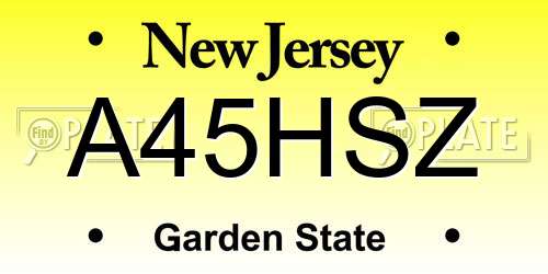 A45HSZ New Jersey License Plate