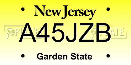 A45JZB New Jersey License Plate