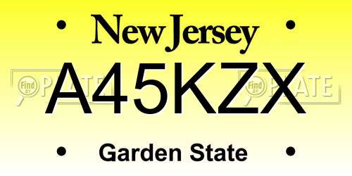 A45KZX New Jersey License Plate