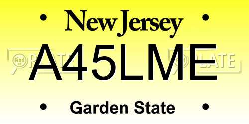 A45LME New Jersey License Plate
