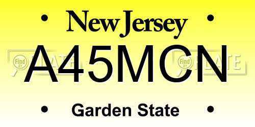 A45MCN New Jersey License Plate