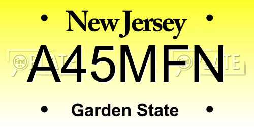 A45MFN New Jersey License Plate