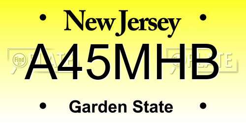 A45MHB New Jersey License Plate