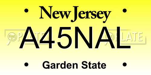 A45NAL New Jersey License Plate