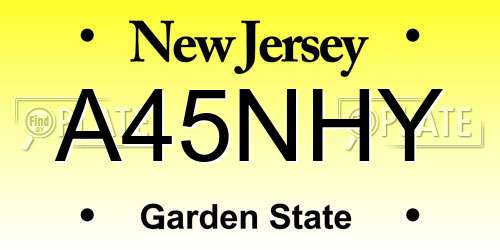 A45NHY New Jersey License Plate