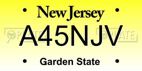 A45NJV New Jersey License Plate